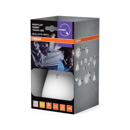 Osram - kosketuksella toimiva LED-lastenyövalo TOUCH LED/2,5W/5V 1200 mAh pupu
