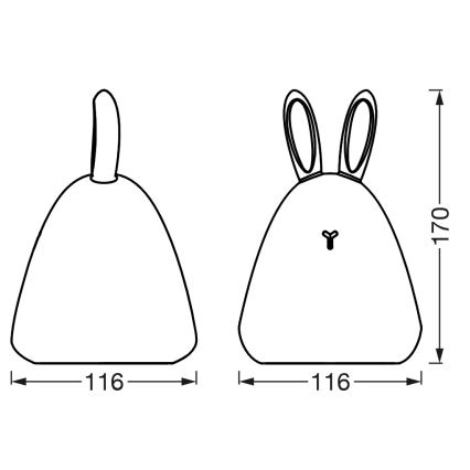 Osram - kosketuksella toimiva LED-lastenyövalo TOUCH LED/2,5W/5V 1200 mAh pupu