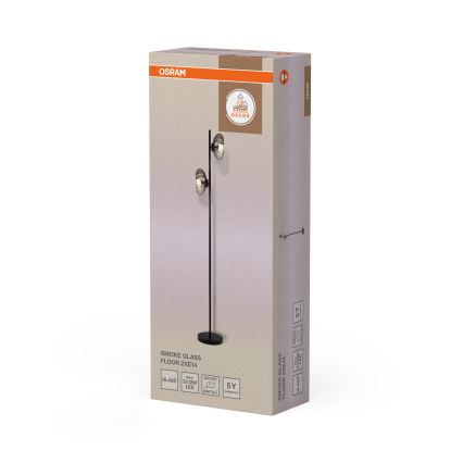 Osram - Lattiavalaisin DECOR SMOKE 2xE14/12W/230V musta/savunharmaa