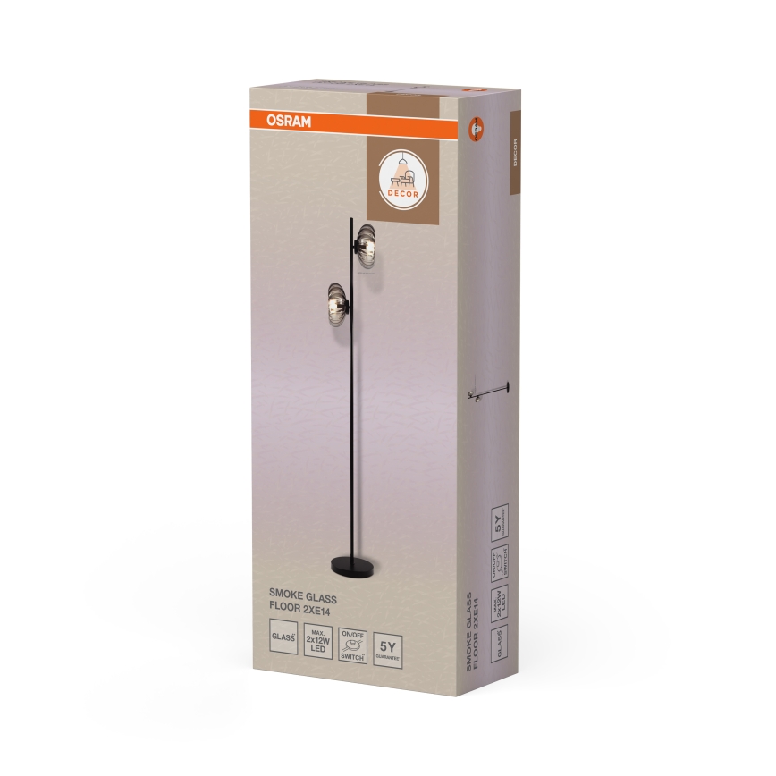Osram - Lattiavalaisin DECOR SMOKE 2xE14/12W/230V musta/savunharmaa