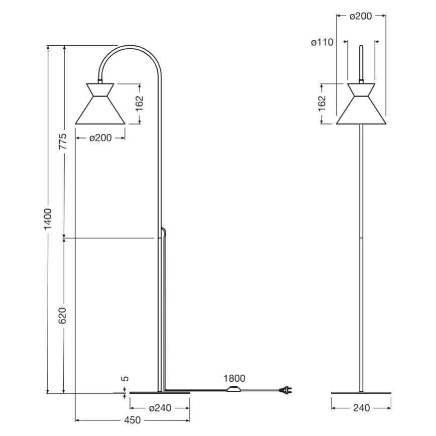 Osram - Lattiavalaisin DECOR WAIST 1xE27/40W/230V musta