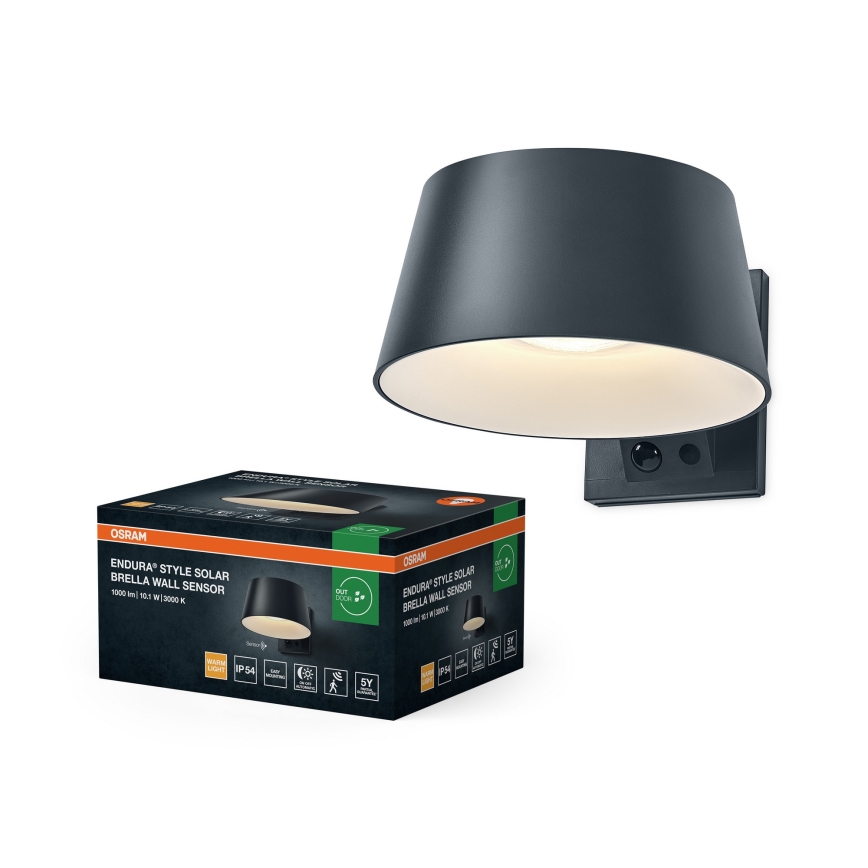 Osram - LED-aurinkoseinävalaisin anturilla ENDURA STYLE LED/10,1W/4,2V 2000 mAh IP54 antrasiitti