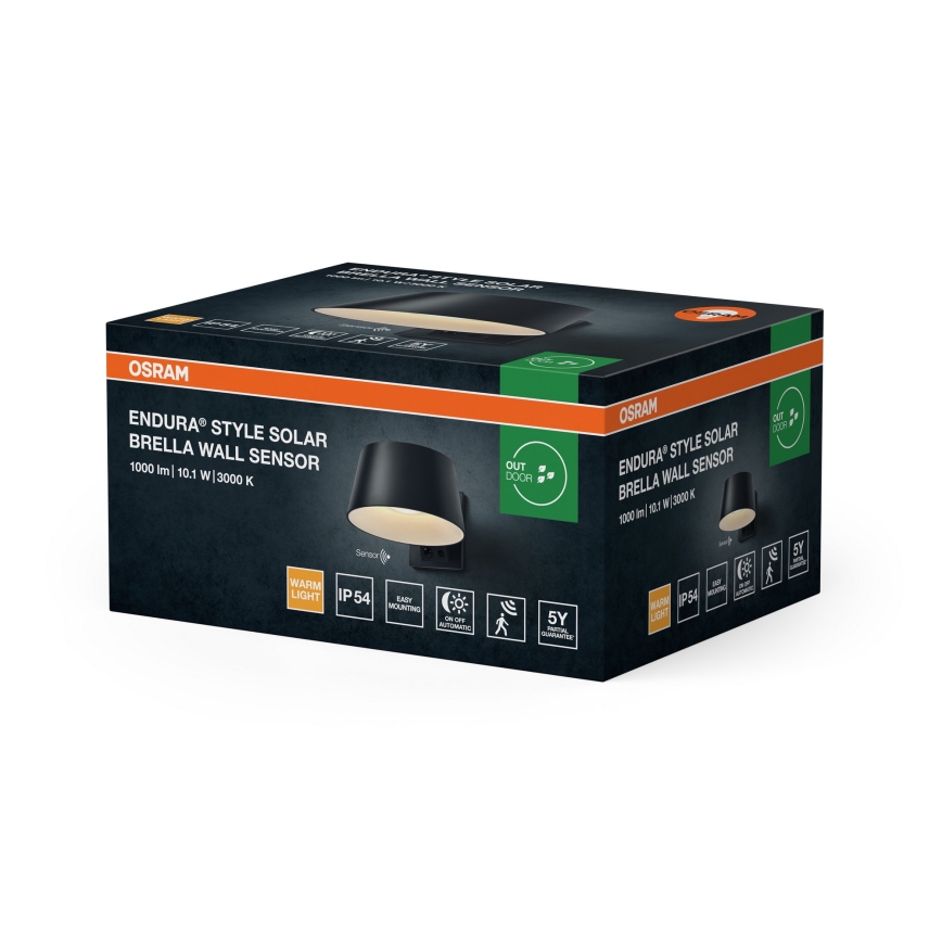 Osram - LED-aurinkoseinävalaisin anturilla ENDURA STYLE LED/10,1W/4,2V 2000 mAh IP54 antrasiitti