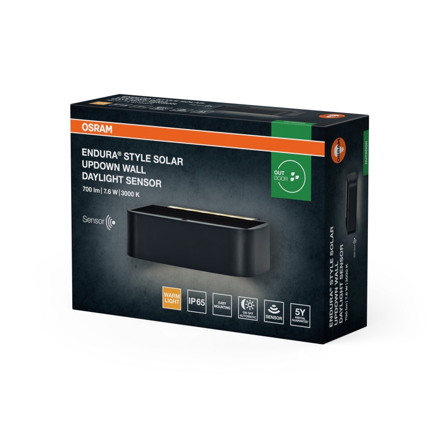 Osram - LED himmennettävä aurinkokäyttöinen seinävalaisin ENDURA STYLE LED/7,6W/4,2V 2000 mAh IP65 antrasiitti