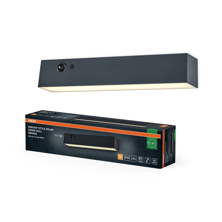 Osram - Aurinkokennolla varustettu LED-seinävalaisin anturilla ENDURA STYLE LED/12,4W/4,2V 2000 mAh IP54 antrasiitti