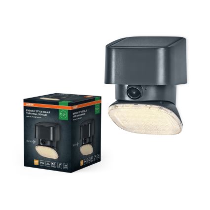 Osram - LED-aurinkokennolla varustettu seinävalaisin tunnistimella ENDURA STYLE LED/10,3W/4,2V 2000 mAh IP54 antrasiitti