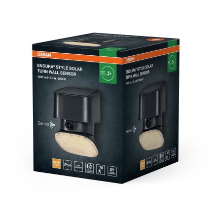 Osram - LED-aurinkokennolla varustettu seinävalaisin tunnistimella ENDURA STYLE LED/10,3W/4,2V 2000 mAh IP54 antrasiitti
