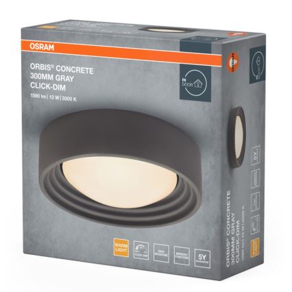Osram - LED-himennettävä kattovalaisin ORBIS CONCRETE LED/13W/230V halkaisija 30 cm harmaa/betoni