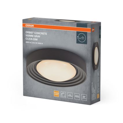 Osram - LED-himmennettävä kattovalaisin ORBIS CONCRETE LED/24,5 W/230 V Ø 50 cm harmaa/betoni