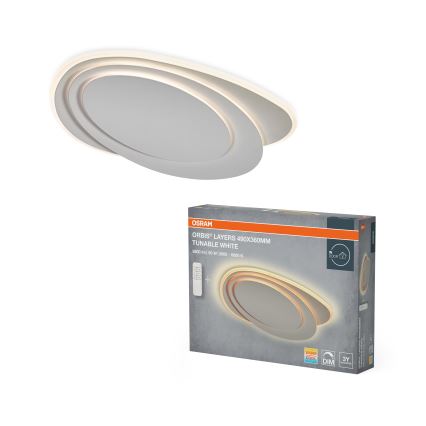 Osram - Himmennettävä LED-kattovalaisin ORBIS LAYERS LED/50W/230V 2600-6000K 36x49 cm valkoinen + kaukosäädin