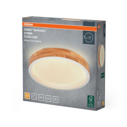 Osram - LED Himmennettävä kattovalaisin MARIANO LED/24W/230V halkaisija 41 cm tammi/valkoinen