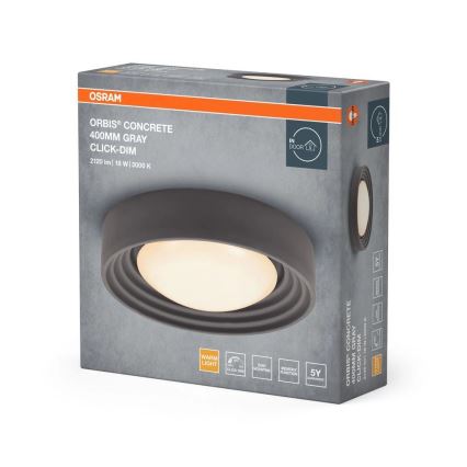 Osram - himmennettävä LED-kattovalaisin ORBIS CONCRETE LED/18W/230V, halkaisija 40 cm, harmaa/betoni