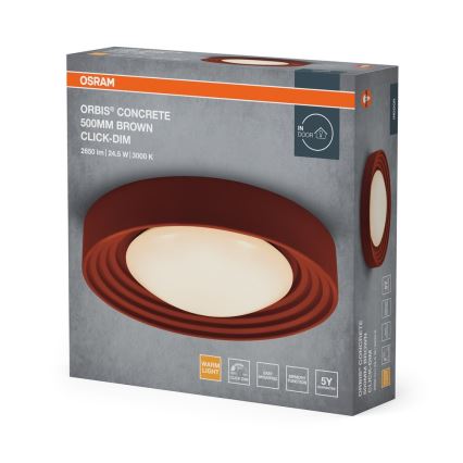 Osram - LED-himmennettävä kattovalaisin ORBIS CONCRETE LED/24,5W/230V halkaisija 50 cm ruskea/betoni