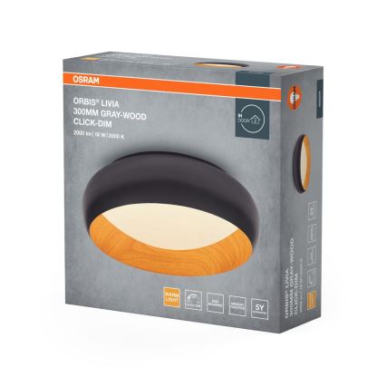 Osram - LED himmennettävä kattovalaisin ORBIS LIVIA LED/16W/230V halkaisija 30 cm antrasiitti/ruskea