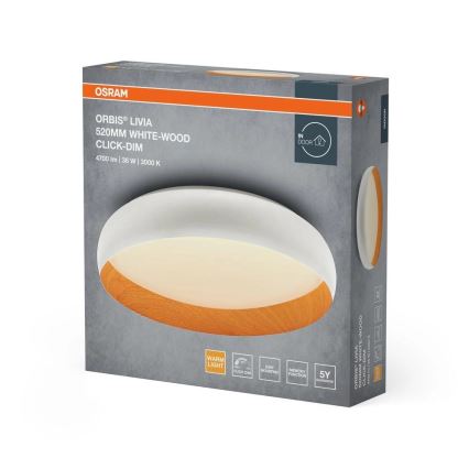 Osram - himmennettävä LED-kattovalaisin ORBIS LIVIA LED/36W/230V, halkaisija 52 cm, valkoinen/ruskea
