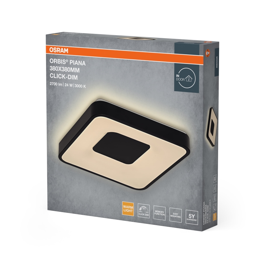 Osram - LED himmennettävä kattovalaisin ORBIS PIANA LED/24W/230V 38x38 cm musta