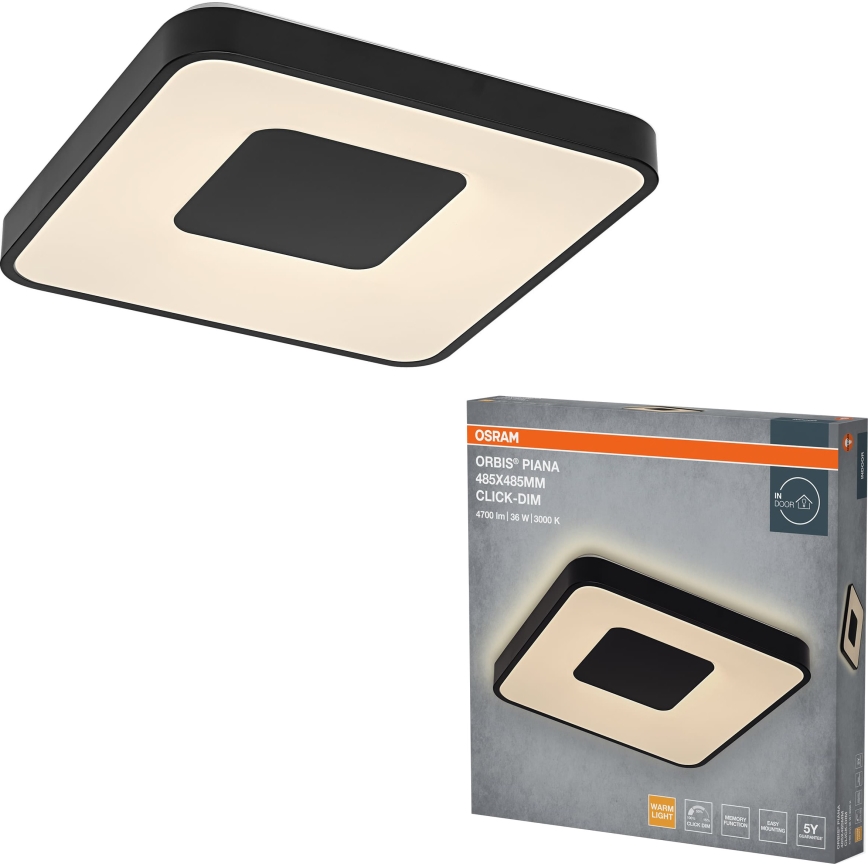 Osram - himmennettävä LED-kattovalaisin ORBIS PIANA LED/36W/230V 48,5x48,5 cm musta