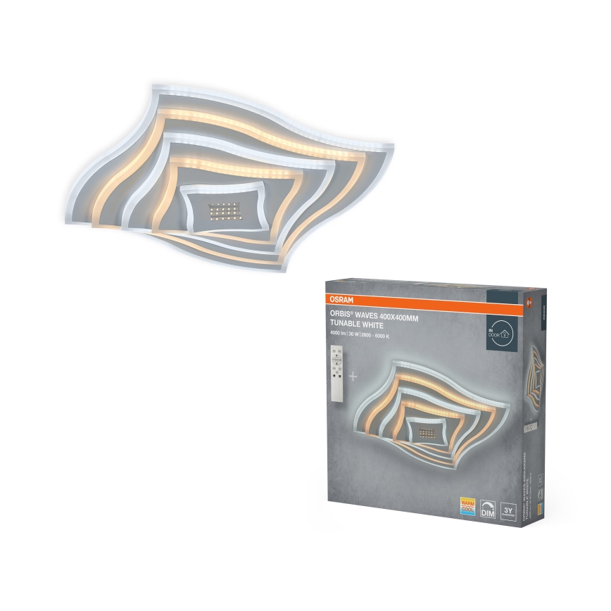 Osram - Himennettävä LED-kattovalaisin ORBIS WAVES LED/30W/230V 2600-6000K 40x40 cm valkoinen + kaukosäädin