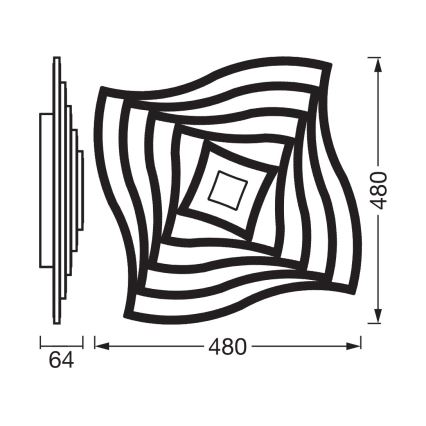 Osram - LED himmennettävä kattovalaisin ORBIS WAVES LED/43W/230V 2600-6000K 48x48 cm valkoinen + kaukosäädin