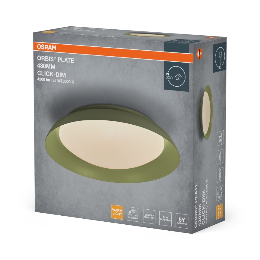 Osram - LED himmennettävä kattovalaisin PLATE LED/35W/230V, Ø 43 cm, vihreä