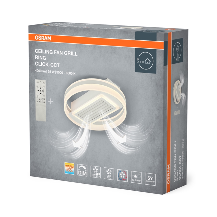 Osram - himmennettävä LED-kattovalaisin tuulettimella LED/55W/230V 3000–6500K valkoinen + kaukosäädin