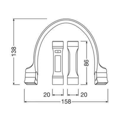 Osram - Himennettävä ja ladattava LED-kaulavalaisin LEDINSPECT LED/1W/3,7V IP54 1000 mAh