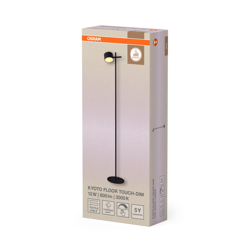 Osram - LED-himmennettävä kosketuslattiavalaisin DECOR KYOTO LED/12W/230V CRI 90 musta