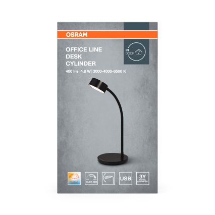 Osram - LED-himennettävä pöytävalaisin OFFICE LINE LED/4,8W/230V 3000/4000/6500K musta