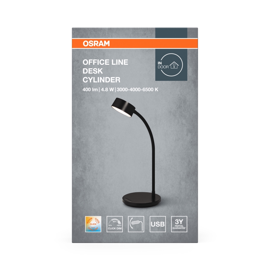 Osram - LED-himennettävä pöytävalaisin OFFICE LINE LED/4,8W/230V 3000/4000/6500K musta