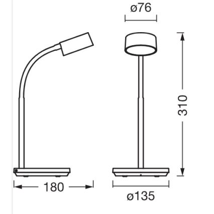 Osram - LED-himennettävä pöytävalaisin OFFICE LINE LED/4,8W/230V 3000/4000/6500K musta