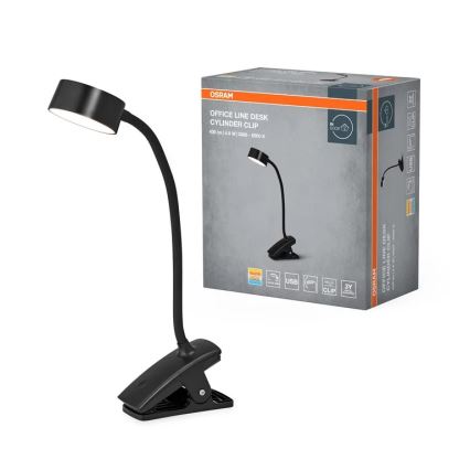 Osram - LED-himennettävä pöytälamppu klipsillä OFFICE LINE LED/4,8W/230V 3000/4000/6500K musta