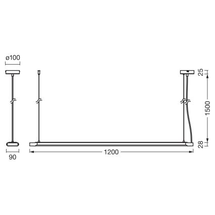 Osram - LED himmennettävä riippuvalaisin vaijerilla OFFICE LINE LED/40W/230V 4000K 120 cm valkoinen