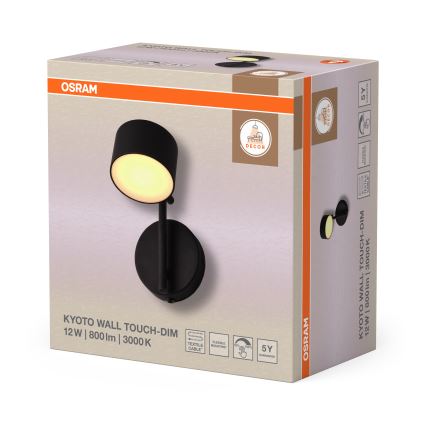 Osram - LED Himennettävä kosketusohjattu seinävalaisin DECOR KYOTO LED/12W/230V CRI 90 musta