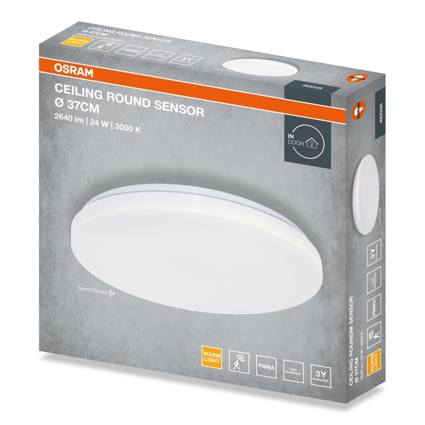 Osram - Hämäräanturilla varustettu LED-kattovalaisin ROUND LED/24W/230V, halkaisija 37 cm