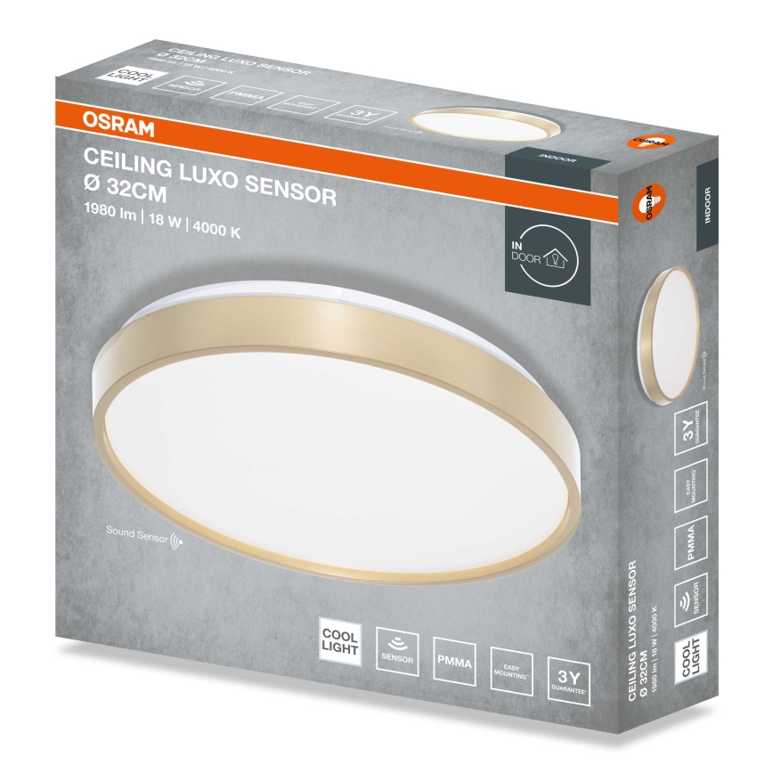 Osram - LED-kattovalaisin hämäräkytkimellä CEILING LUXO LED/18W/230V, halkaisija 32 cm, kultainen
