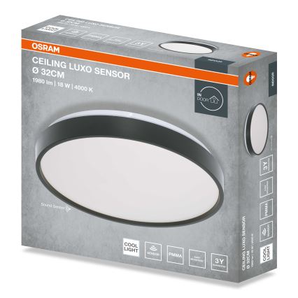 Osram - LED-kattovalaisin hämäräkytkimellä CEILING LUXO LED/18W/230V, halkaisija 32 cm, musta
