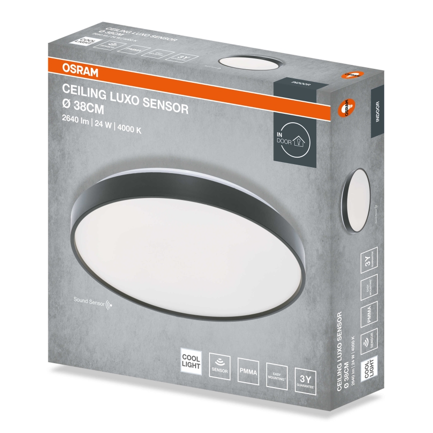 Osram - LED-kattovalaisin hämäräkytkimellä CEILING LUXO LED/24W/230V halkaisija 38 cm musta