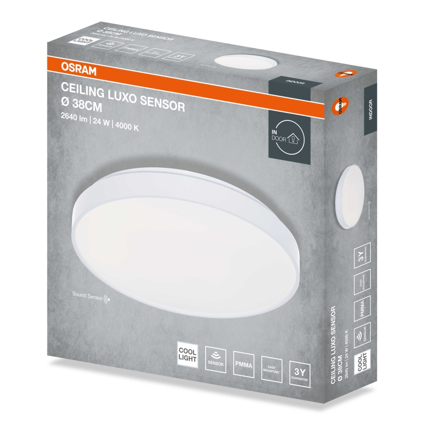 Osram - CEILING LUXO LED - LED-kattovalaisin hämäräkytkimellä, 24W/230V, halkaisija 38 cm, valkoinen