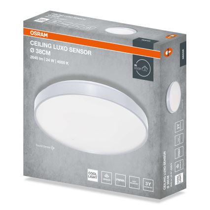 Osram - LED-kattovalaisin hämäräkytkimellä CEILING LUXO LED/24W/230V Ø 38 cm, hopeanvärinen
