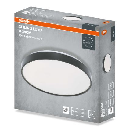 Osram - LED-kattovalaisin CEILING LUXO LED/24W/230V Ø 38 cm musta