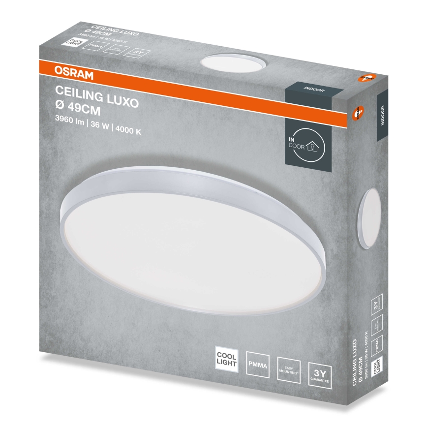 Osram - LED-kattovalaisin CEILING LUXO LED/36W/230V, halkaisija 49 cm, hopea