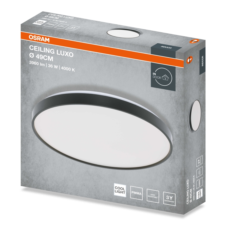 Osram - LED-kattovalaisin CEILING LUXO LED/36W/230V halkaisija 49 cm musta