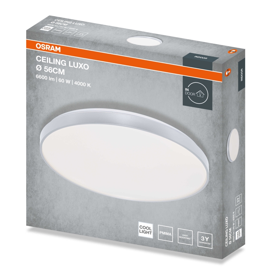 Osram - LED-kattovalaisin CEILING LUXO LED/60W/230V halkaisija 56 cm, hopea