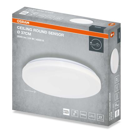 Osram - LED-kattovalaisin hämäräanturilla CEILING ROUND LED/24W/230V 4000K Ø 37 cm valkoinen