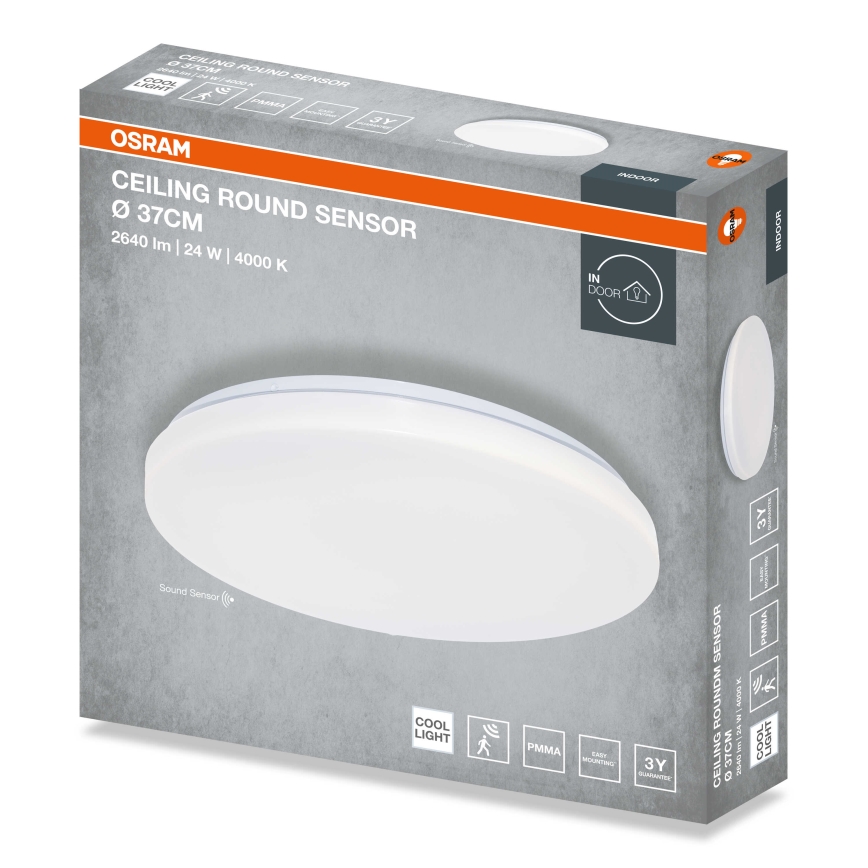 Osram - LED-kattovalaisin hämäräanturilla CEILING ROUND LED/24W/230V 4000K Ø 37 cm valkoinen