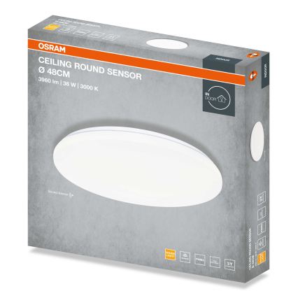 Osram - LED-kattovalaisin hämäräanturilla CEILING ROUND LED/36W/230V 3000K, halkaisija 48 cm, valkoinen