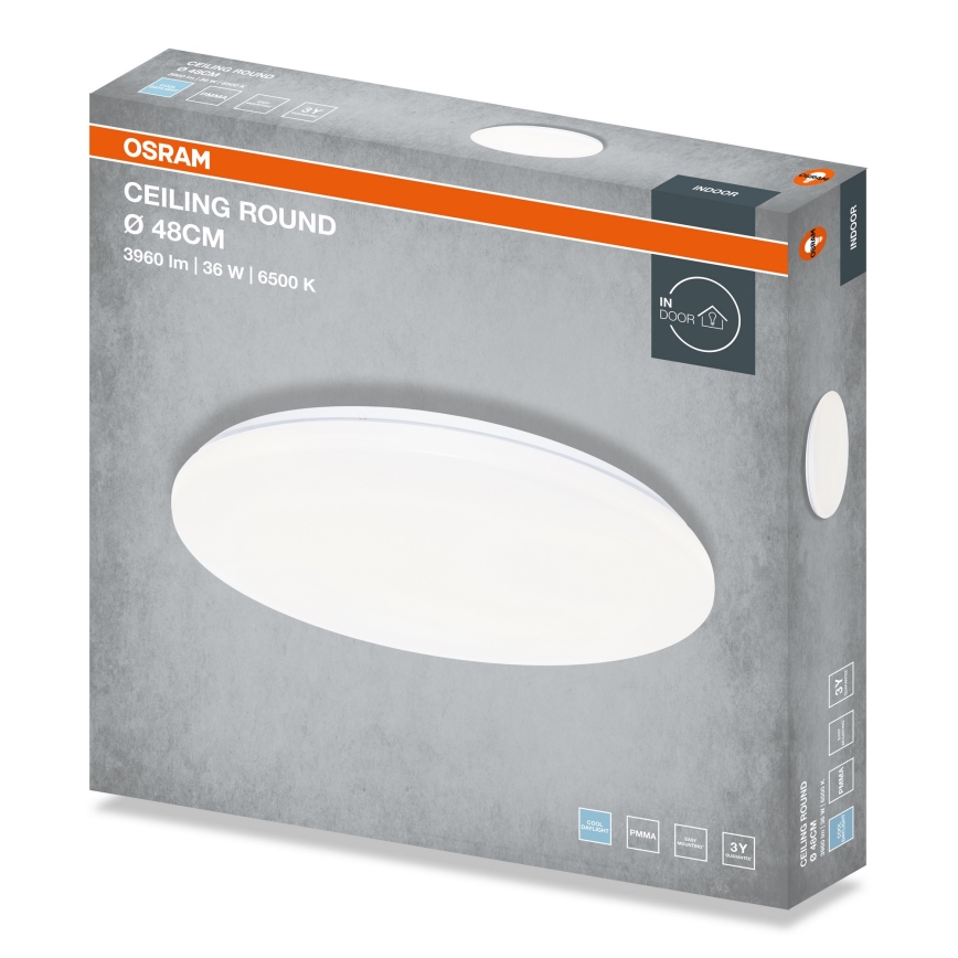 Osram - LED-kattovalaisin CEILING ROUND LED/36W/230V 6500K, halkaisija 48 cm, valkoinen