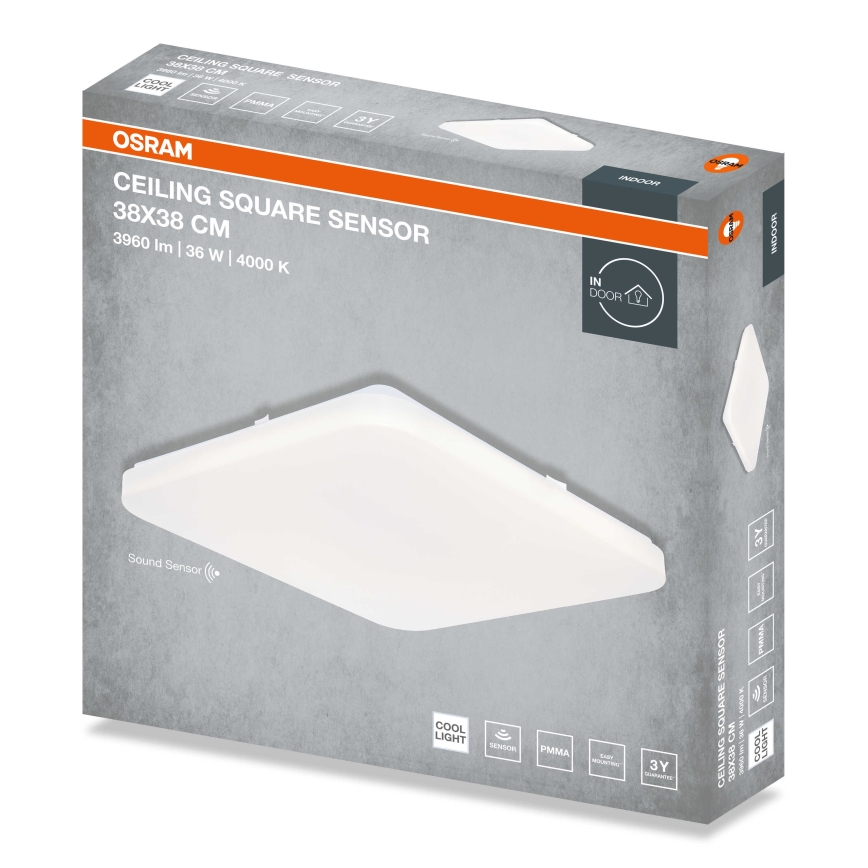 Osram - LED-kattovalaisin hämäräsensorilla CEILING SQUARE LED/36W/230V 4000K 38x38 cm valkoinen