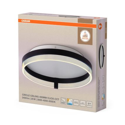 Osram - LED-kattovalaisin DECOR CIRCLE LED/25W/230V 3000/4000/6500K Ø 40 cm musta/valkoinen