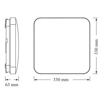 Osram - LED-kattovalaisin hämäräkytkimellä SQUARE LED/24W/230V 33x33 cm